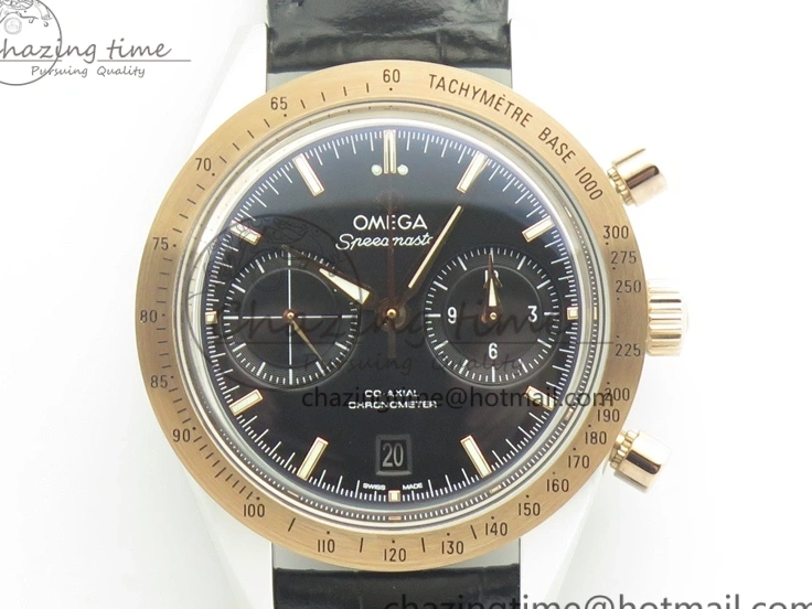 0410 Neat Speedmaster ’57 Co-Axial SS RG OMF 1:1 Best Edition Black Dial On Leather Strap A9300 (Free Leather Strap) 8067